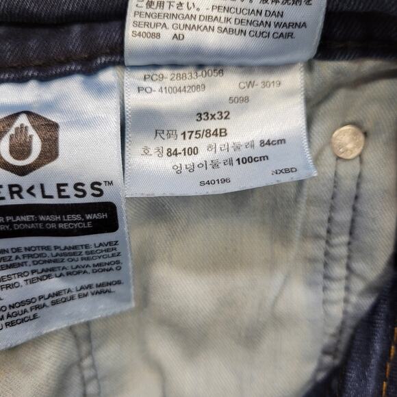 Levi’s 512 Men’s Dark Blue Jeans 33x32 Slim Taper Stretch Wash Light Distress - Picture 3 of 9